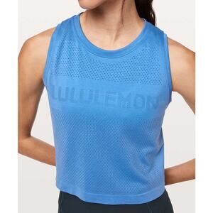 Lululemon Breeze By Muscle Crop Tank in Brisk Blue Sz 10 / 12